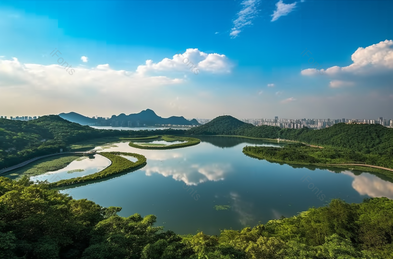 绿色景区植被茂盛航拍全景背景,高清,摄影图,摄影图片,图片大全,摄影图免费下载